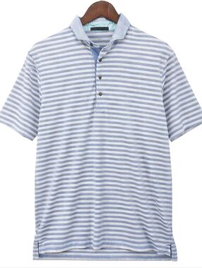 Greyson Polo Shirt Mens Large Blue White Striped Performance Golf